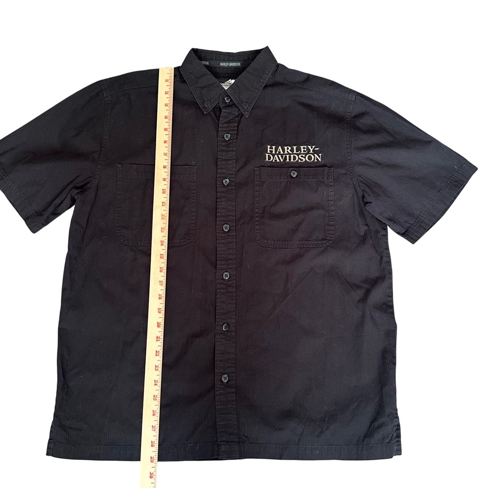 Harley Davidson Shirt Men's Large Black Short Sleeve Work Shirt Embroidered Logo - Picture 6 of 11
